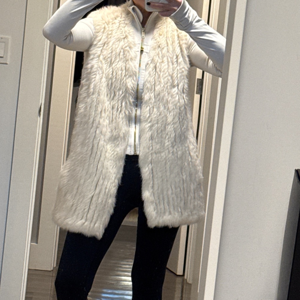 Love Token Rabbit Fur Vest in Ivory